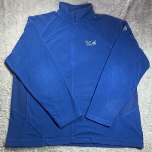 Men's Mountain Hardware Quarter Zip Fleece Size 2XL Blue Logo